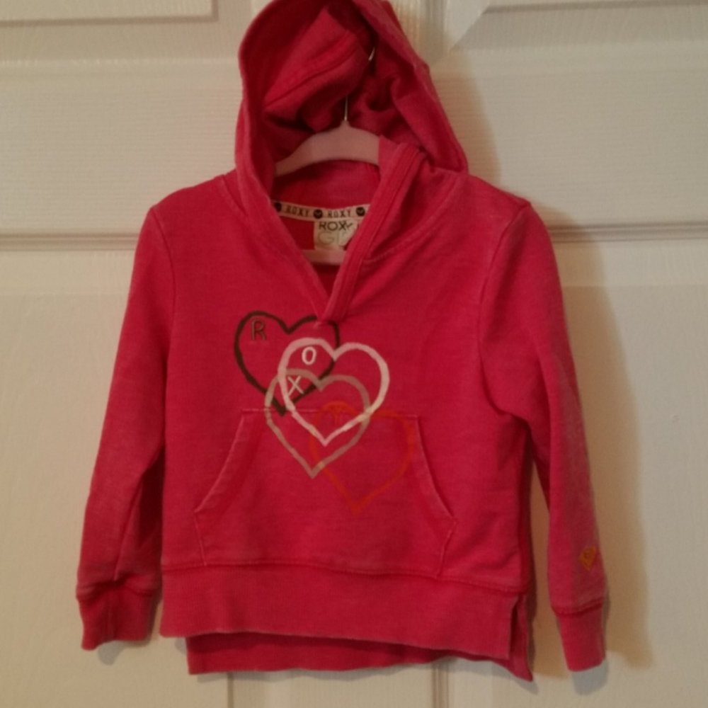 NWOT Roxy Girls Hot Pink Hoodie w/ Hearts 12-18mo